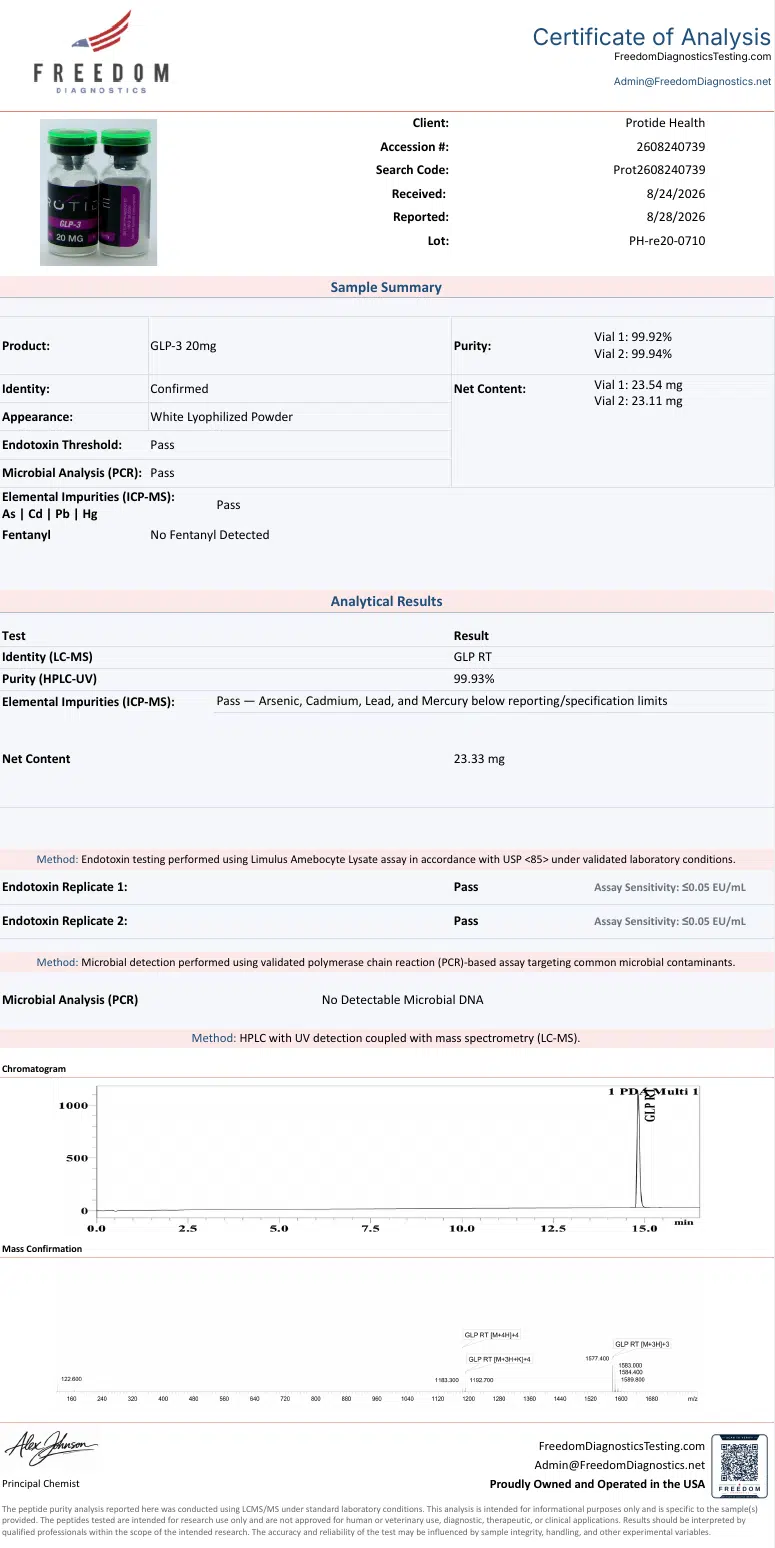 Source COA scan, GLP-3 20mg lot PH-re20-0710