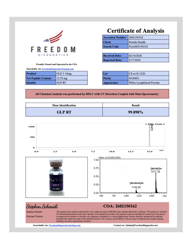 Source COA scan, GLP-3 10mg lot CS-re10-1220