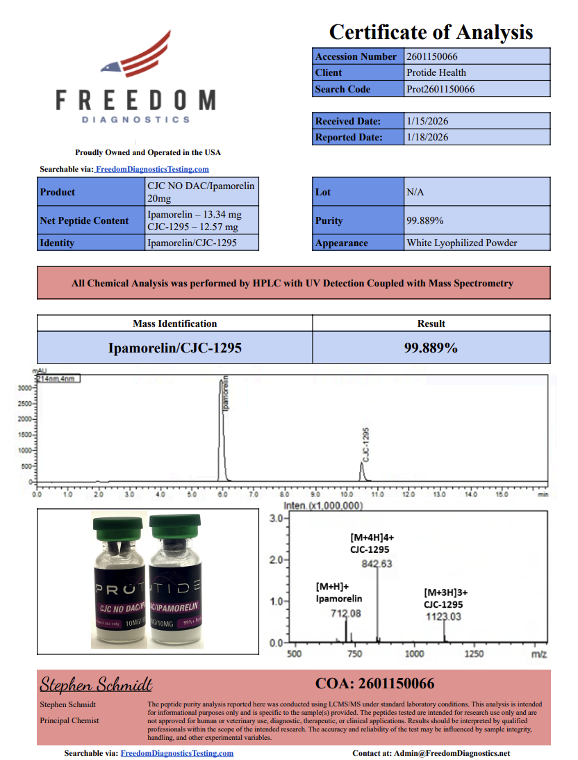 Source COA scan, CJC-1295 (No Dac) & Ipamorelin Blend lot N/A