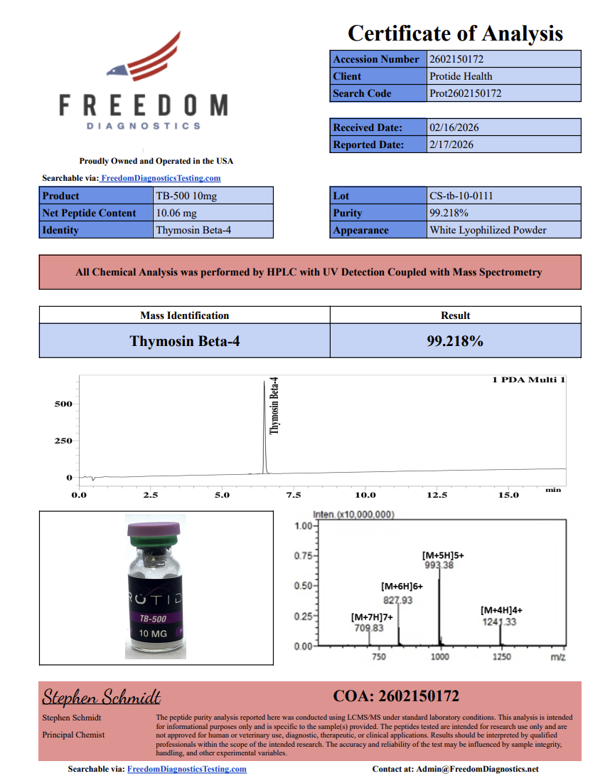 Source COA scan, TB-500 10mg lot CS-tb-10-0111