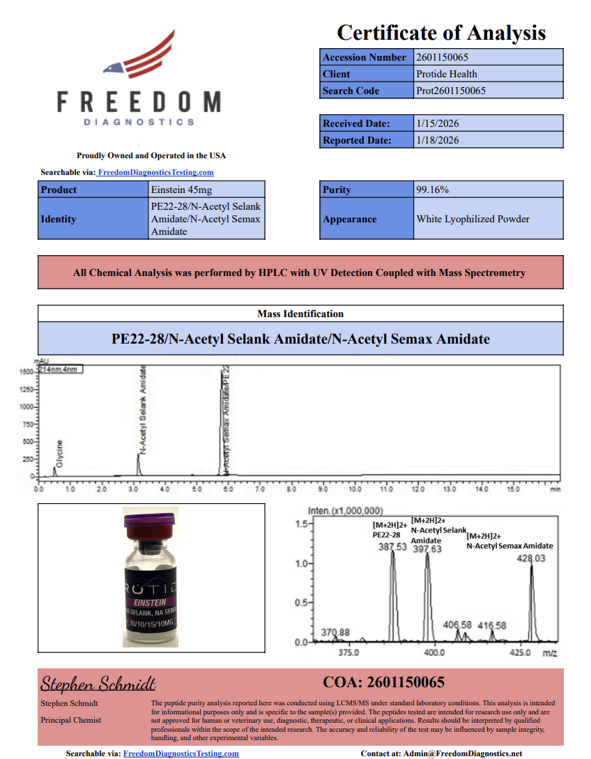 Source COA scan, Illumineuro "Einstein" Blend 50mg lot 