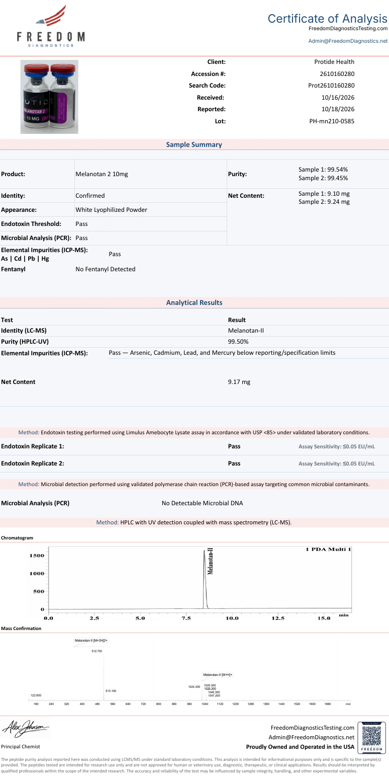 COA melanotan 2 10mg coa 2610160280